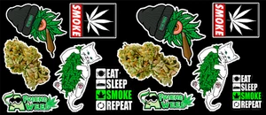 12 Weed Marijuana Cannabis Vinyl Stickers - Picture 1 of 1