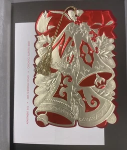 VINTAGE HENRI LAFAYETTE SALESMAN SAMPLE EMBOSSED NOEL BELLS CHRISTMAS CARD - Picture 1 of 3