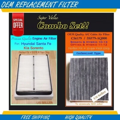Engine & Carbonized CABIN AIR FILTER for 2013-2016 Hyundai Santa Fe 6320&36179 - Image 1 of 4