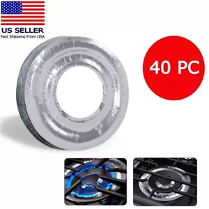 40 Stck. Aluminiumfolie Rund Gasbrenner Einweg Lätzchen Futter Herdabdeckungen 7,5" - Bild 1 von 7