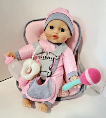 New York Doll Collection - Car Seat Backpack with 12" Doll Includes Accessories - Image 1 of 3