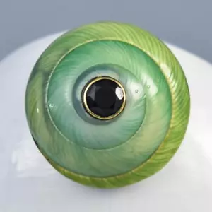 Evil Eye Design Natural Green Land Snail Asperitas bimaensis Black Spinel 6,31g - Bild 1 von 13