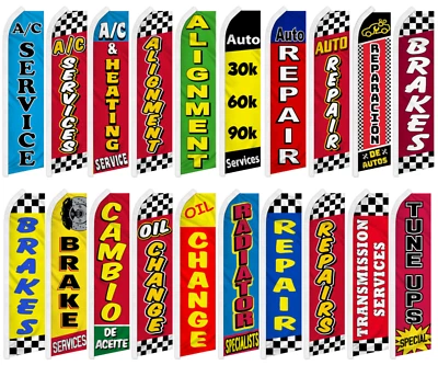 Mechanic Advertising Feather Swooper Flutter Flag Brakes Oil Change Transmission - Image 1 of 3