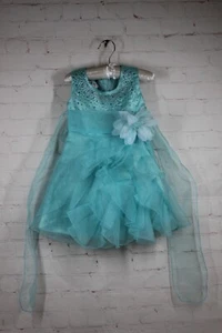 Lefiel Girl's Blue Princess Flower Gown Dress SZ 6-9 Mo. NWT - Picture 1 of 4