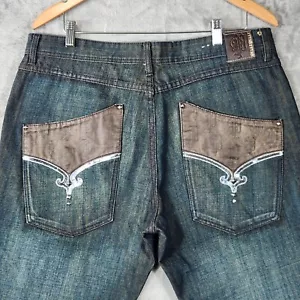 Vintage Y2K Jeans 36x34 Baggy Pelle Pelle Embroidered Western - Picture 1 of 13
