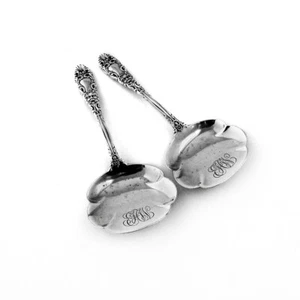 Renaissance Nut Spoons Pair Dominick Haff Sterling Silver Mono - Picture 1 of 4