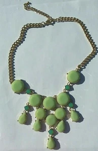 Green Lucite Goldtone Statement Choker Necklace  - Picture 1 of 3