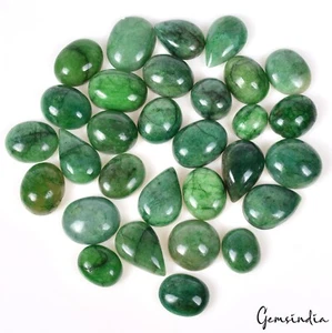 30 Pcs Natural Emerald Brazilian 10-18mm Mix Cabochon Loose Gemstones Lot 280 Ct - Picture 1 of 4