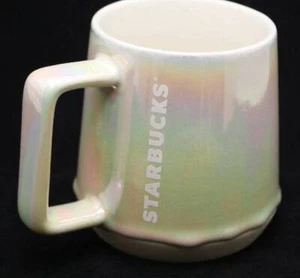 Starbucks 2019 White Iridescent Rainbow Drip Keramik Kaffeebecher Tasse 12 oz Neu - Bild 1 von 11