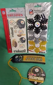 Pittsburgh Steelers Button, tattoos, bookmark, snowflake ornaments. - Picture 1 of 2