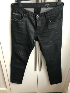 Authentic Just Cavalli Slim Fit Stretch Black Coated Distress Jeans W30 L30 £365 - Picture 1 of 8