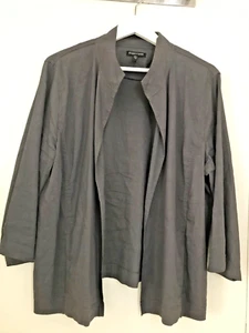 Eileen Fisher dunkelgrau Gr. Large Leinenmischung leichte unstrukturierte Jacke - Bild 1 von 5