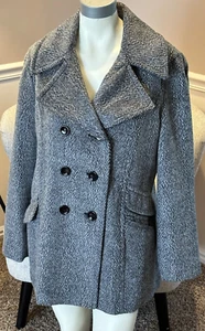 COLDWATER CREEK Women's Grey Herringbone Wool Blend Coat Size XL 16 - Picture 1 of 9