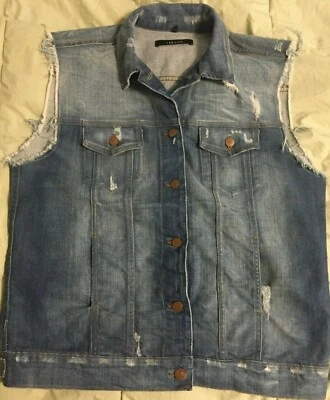 J Brand Denim Jean Vest Sz OS Trucker Biker Jacket - Image 1 of 4