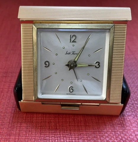 SETH THOMAS portable wind up Travel LUMINOUS Alarm Clock Germany WORKS Great Cover