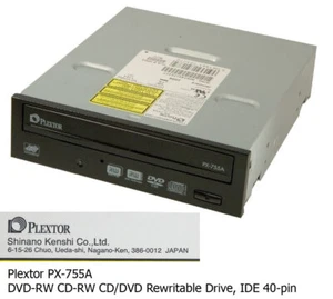 5,25" 13,33 cm PLEXTOR PLEXWRITER PX-755A IDE CD-RW DVD-RW UNITÀ NERO PX-12 - Foto 1 di 4