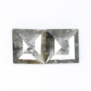 1.32 CT Salt And Pepper Square Cut Geometric Shape Diamond Pair For Earrings