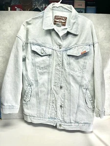 Rare Vtg 80s Jordache Acid Wash Denim Jacket Oversized 3/4 Sleeve RED Label M - Picture 1 of 9