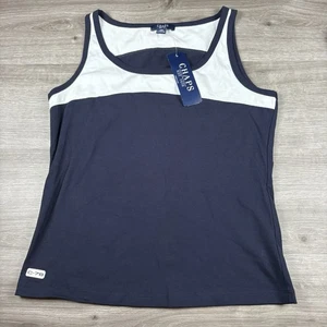 Top deportivo sin mangas Chaps para mujer talla mediana azul marino blanco a rayas nuevo con etiquetas - Imagen 1 de 13