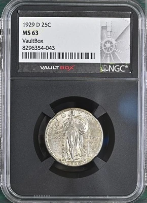 1929-D Standing Liberty Quarter NGC MS63 NGC Vaultbox Black Holder - Image 1 of 4