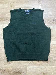Polo By Ralph Lauren Vest Men's Medium M Green LambsWool - Picture 1 of 6