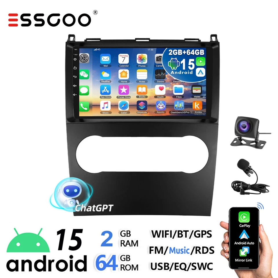 2+64G Autoradio Für Mercedes-Benz A/B Klasse W169 W245 GPS Nav GPT Android15 KAM - Bild 1 von 4