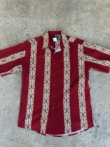 Vintage 90s Wrangler Pearl Snap Cowboy Aztec Geometric Western Shirt Men’s Large - Picture 1 of 8