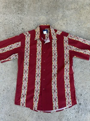 Camisa vaquera geométrica azteca vintage de los 90 Wrangler Pearl Snap vaquera grande para hombre Foto 1 de 4