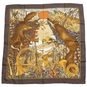 Hermes KARE90 FOREST HUNTING CHASSE AU BOIS SILK SCARF m1_1009 - Picture 1 of 7