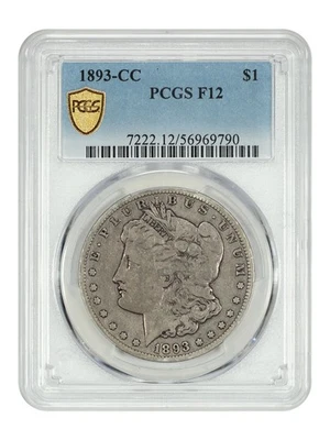 1893-CC $1 PCGS Fine 12 - Morgan Dollar - Scarce CC-Mint Morgan - Image 1 of 4