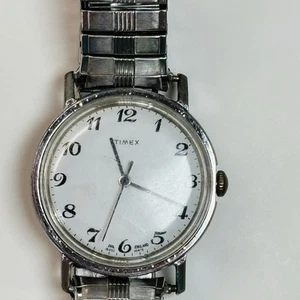 Vintage Timex Mens Watch Wind Up England Dial Works Intermittently Speidel Band - Picture 1 of 11