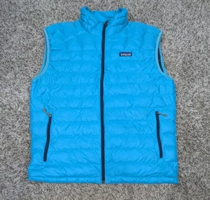 Patagonia Down Sweater Vest Mens Medium Aqua Blue Puffer Goose Down Insulated - Picture 1 of 8