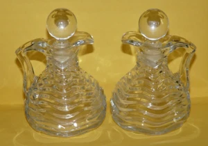 ~VTG~"DUNCAN~&~MILLER"~ELEGANT~CRYSTAL~GLASS~"CARRIBEAN"~CRUET'S~w/~STOPPER'S~NR - Picture 1 of 4