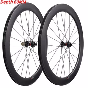 Tubuless Voll Carbon Faser Querfeldein Radsatz Tiefe 60mm Rennrad Räder 700C - Bild 1 von 8