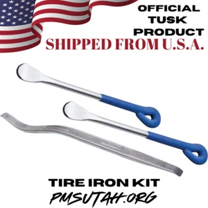 Tusk Tire Iron Kit 2 Spoons 1 Curved Bar Bike Wheel UTV Rim Mount Motorcycle ATV - Picture 1 of 2