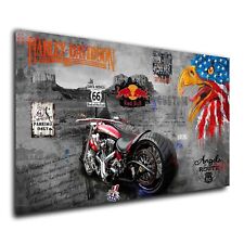 Wandbild Leinwandbild Motorrad Harley Davidson Custom Bike Road To Freedom Ameri