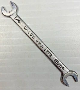 Vintage Wilde Tools 1719 - 1/4" x 15/64" Mini Ignition Open End Wrench USA Tool - Picture 1 of 12