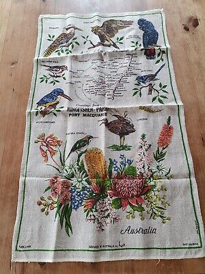 Vintage Decorative Australian Table Cloth - 77cm X 44cm - Pure Linen • 35€