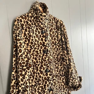Roaman's Mob Wife Leopard Animal Print Fleece Coat Jacket Collared Button Up 1X - Imagen 1 de 15