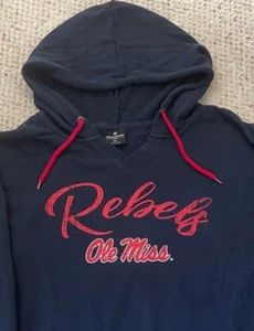 OLE MISS REBELS ncaa dark blue sweatshirt HOODIE women XL COLOSSEUM NEW - Picture 1 of 5