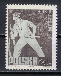 Poland 1963 MNH Mi 1391 Sc 1132 Warsaw Ghetto Uprising / Fighter / WW2 ** - Picture 1 of 1