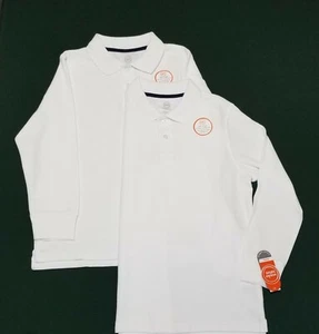 Wonder Nation Two Boys Long Sleeve Polo Size 12 Husky White School Uniform NEW - Picture 1 of 11