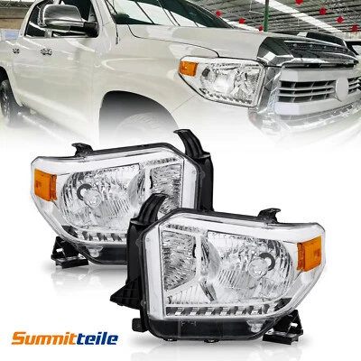 Pair Left & Right Headlights Front Lamps Halogen For 2014-2021 Toyota Tundra - Image 1 of 4
