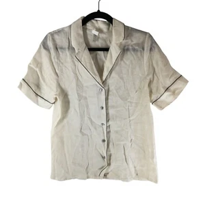 Intimissimi Womens Pajama Sleep Shirt Top Button Down White S Linen? - Picture 1 of 4
