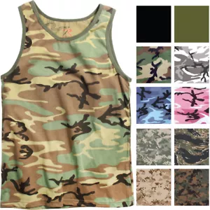 Camo Tank Top Sleeveless Muscle Tee Camouflage Tactical Army Military A T-Shirt - Picture 1 of 12