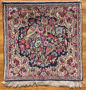 Kirman Kerman poshti small Persian rug beau tapis persan teppich birds 54 x 54cm - Picture 1 of 23