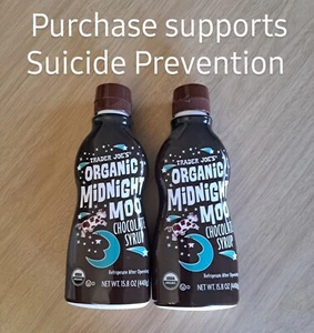 Lot of 2 Trader Joe’s Organic Midnight Moo Chocolate Syrup 15.8 OZ Each Bottle - Picture 1 of 4