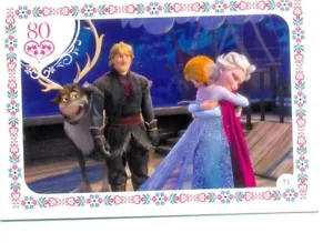 2014 Topps Disney FROZEN 2 Piece of Movie Card - 71 Anna, Elsa, Kristoff & Sven - Picture 1 of 1