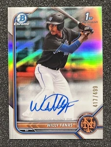 2022 Bowman Chrome Draft 1st Auto Refractor /499 Willy Fanas New York Mets - Picture 1 of 1