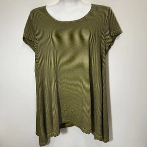 Bryn Walker Yellow And Black Knit Swing Top Large Asymmetrical Lagenlook - Picture 1 of 9